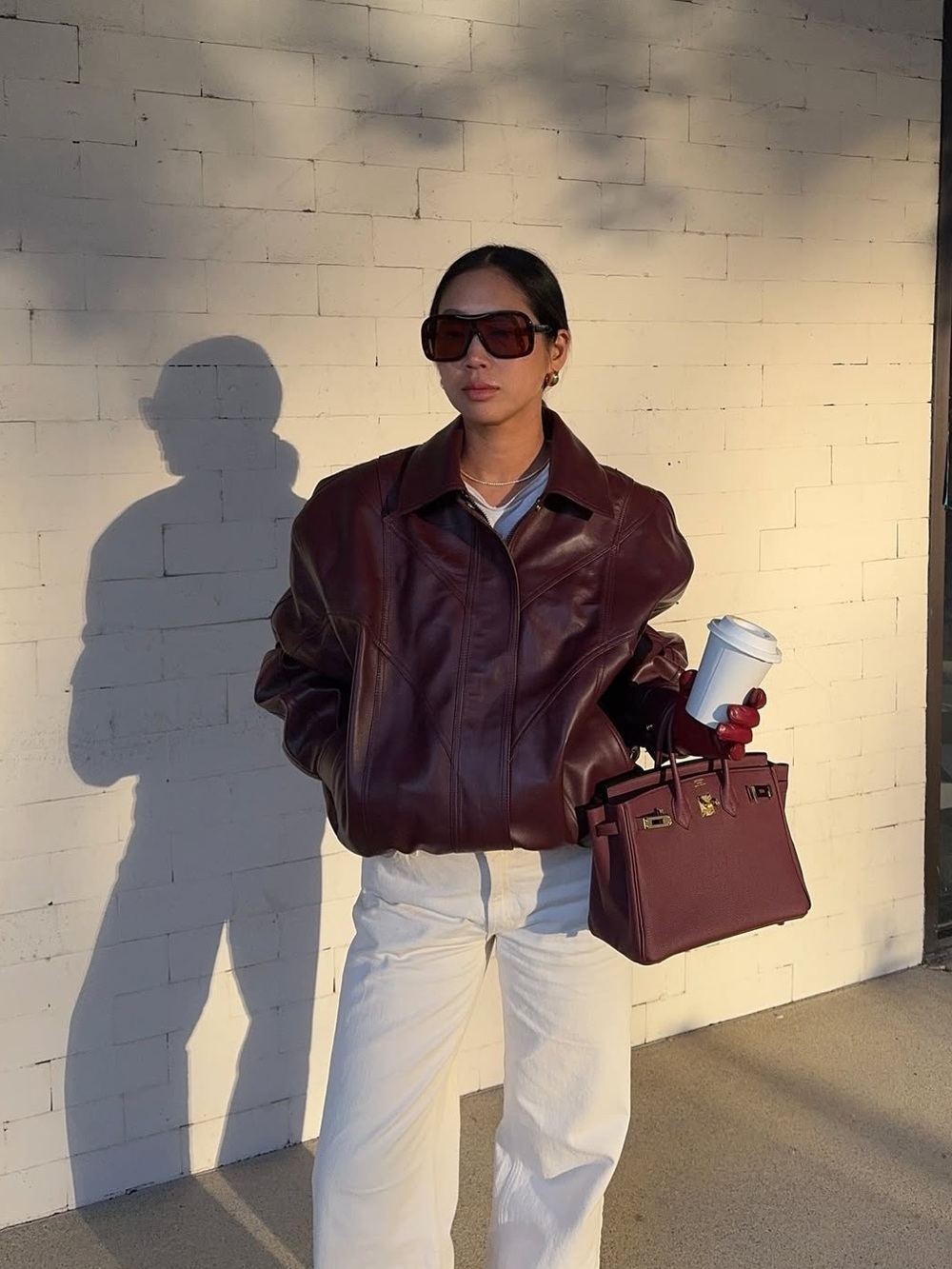 NWT Leo Season Aidy Women's Burgundy Leather Bomber Jacket